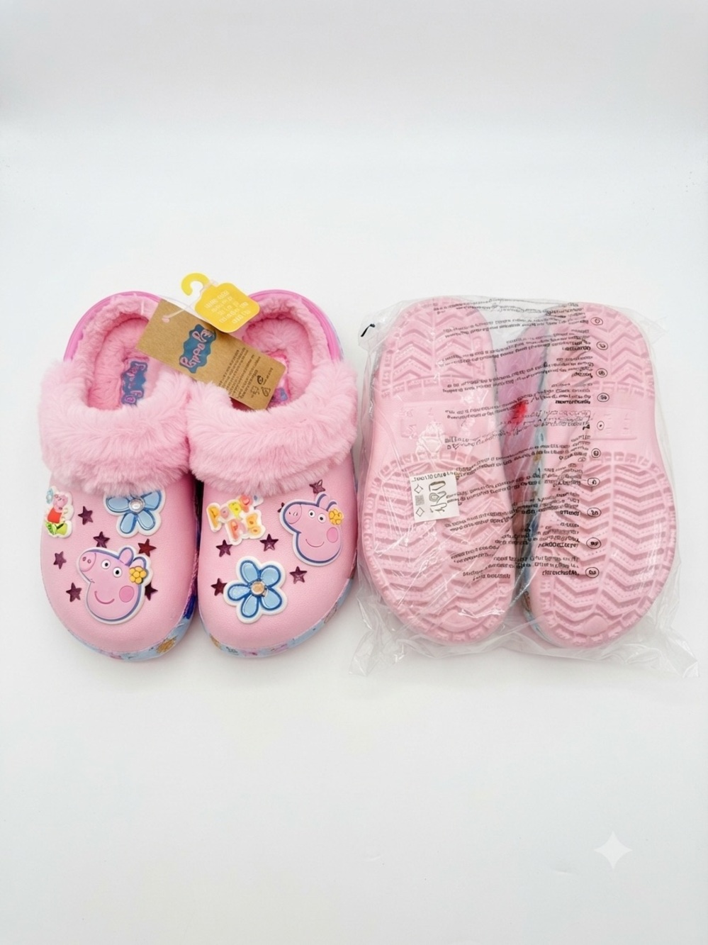 Kids Pink Character Fuzzy Clog Sandals